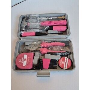 Apollo Style Pink & Black Household Tool Kit DIY General  Set with Molded Case